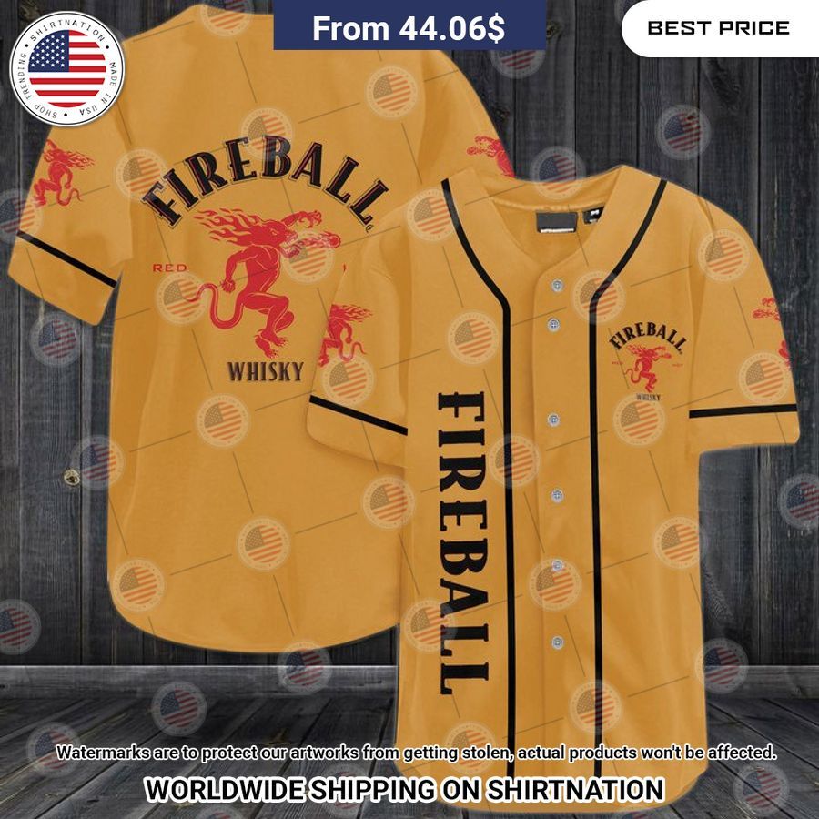 Fireball Cinnamon Whisky Baseball Jersey Hundred million dollar smile bro