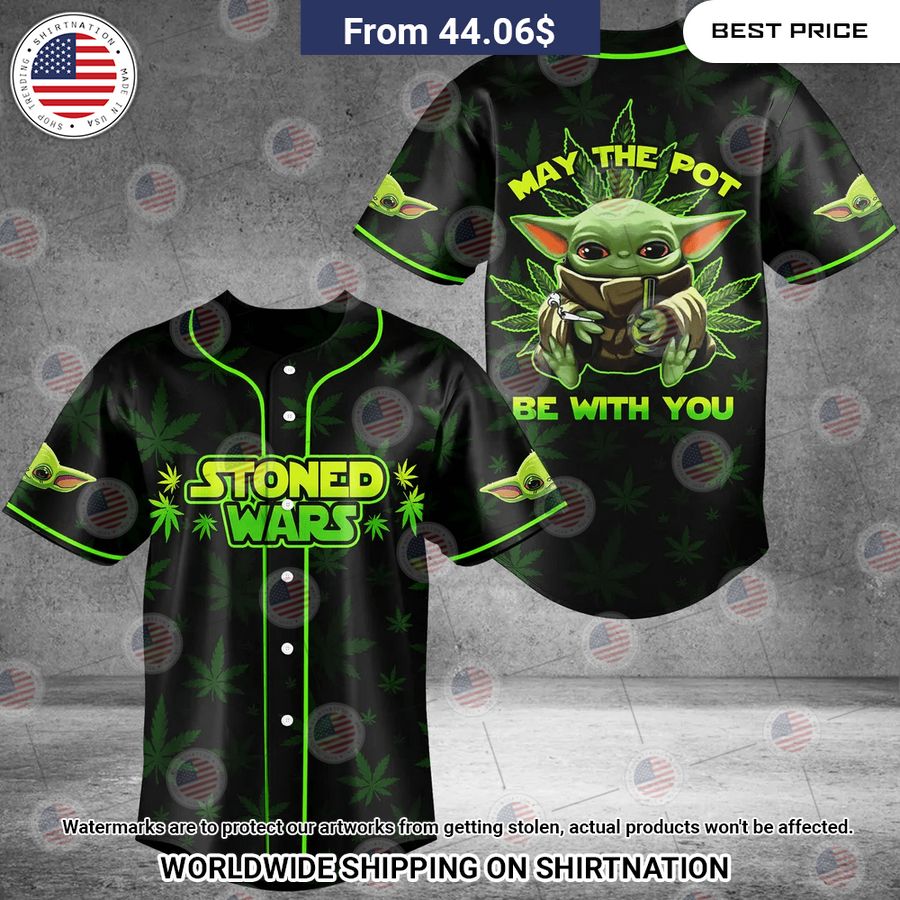 May The Pot Be With You Stoned Wars Yoda Baseball Jersey Stand easy bro