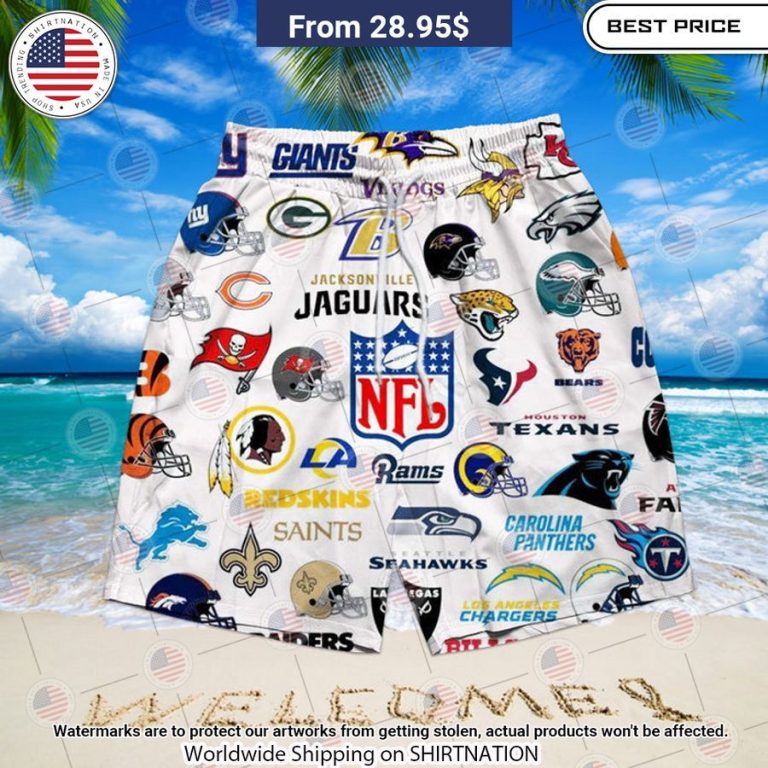 NFL Team Logos Beach Shorts Amazing Pic