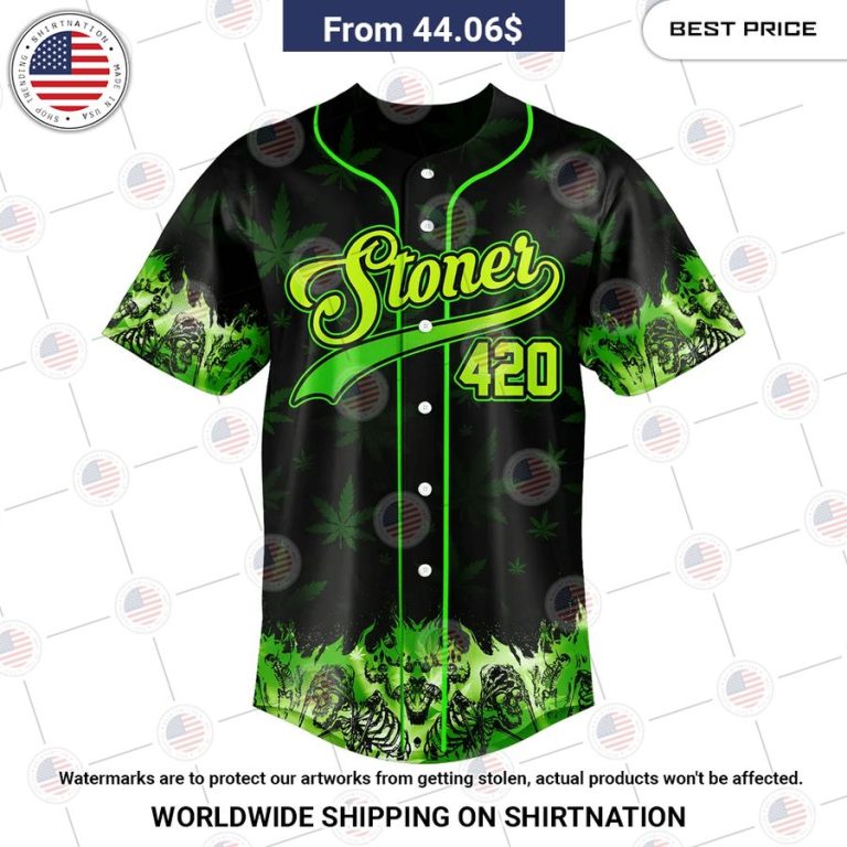 Punisher Skull Cannabis Jersey Baseball Elegant picture.