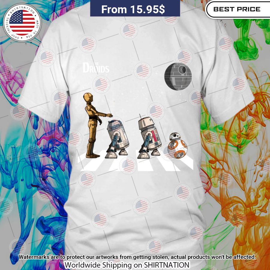 R2 D2 C 3Po Bb8 Star Wars Beatles Abbey Road Droids Shirt Cool DP