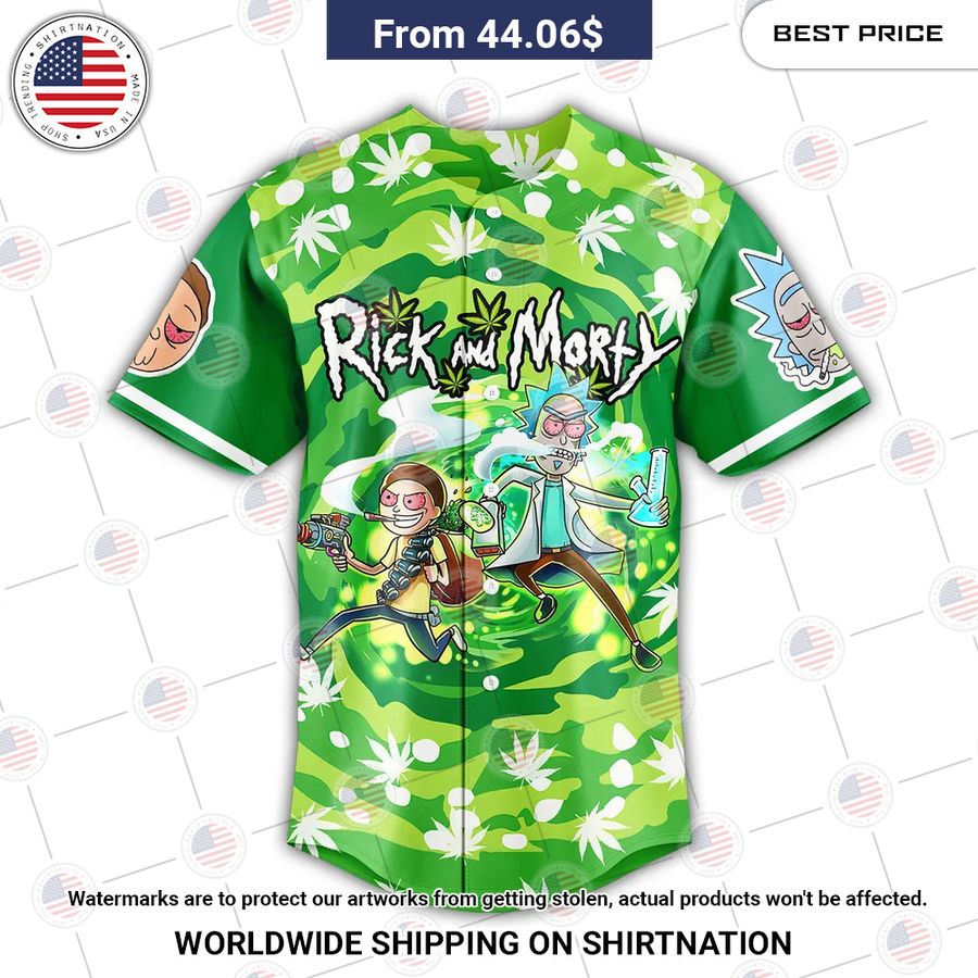 Rick N Morty Smoke Smoke Weed Baseball Jersey Nice shot bro