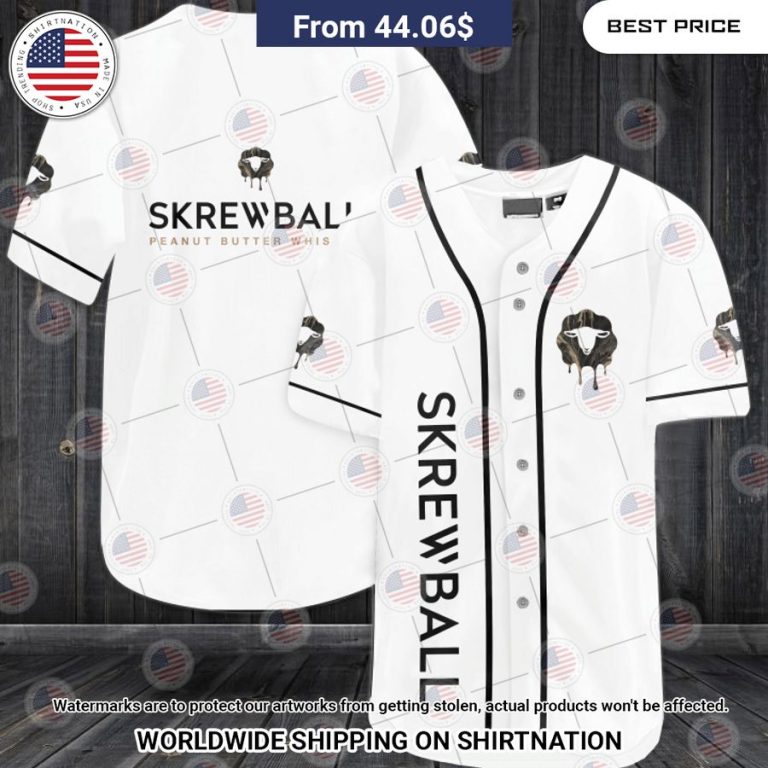 Skrewball Whiskey Peanut Butter Whiskey Baseball Jersey Studious look