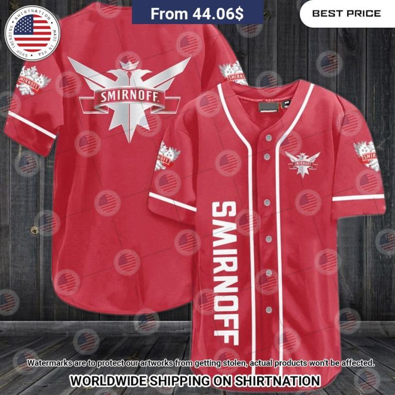 Smirnoff Red Vodka Baseball Jersey Damn good