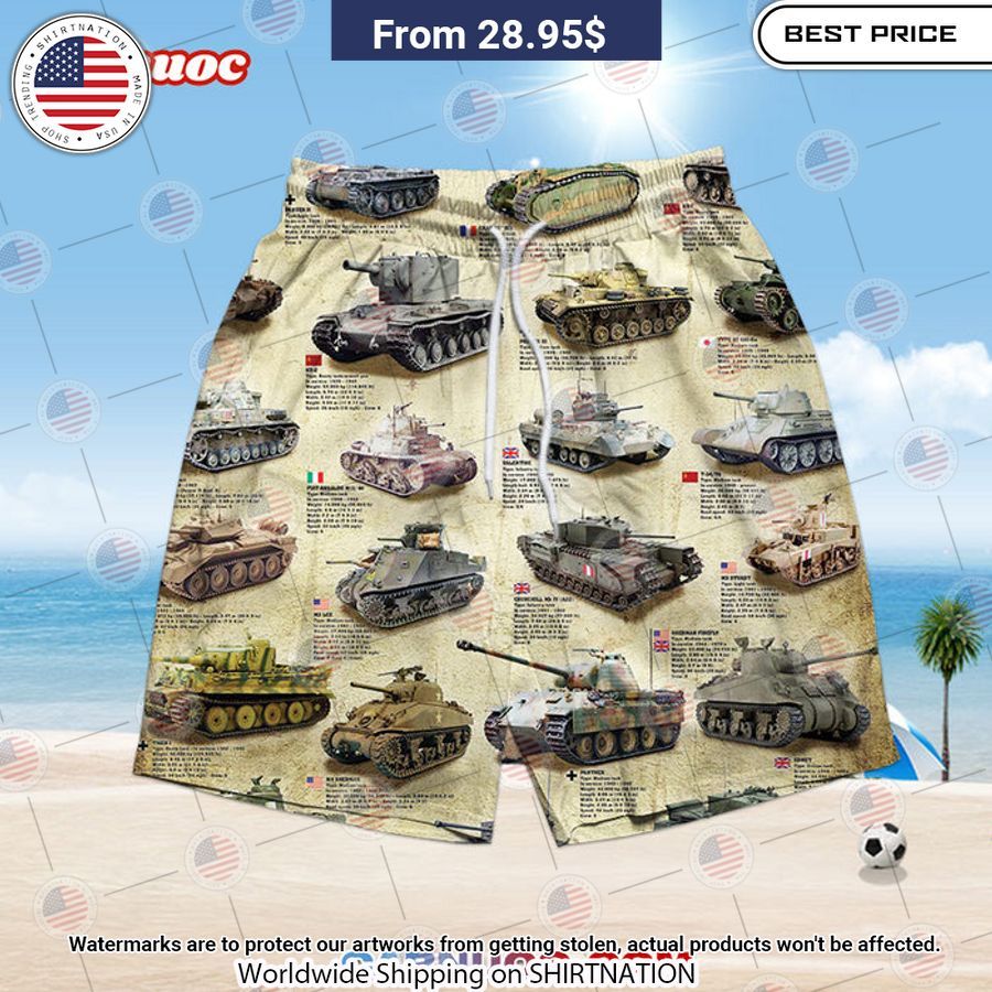 Tanks Of WWII Beach Shorts Loving click