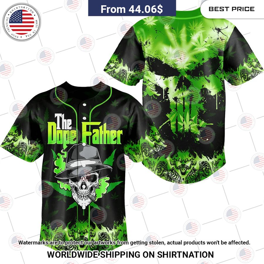 The Dope Father Skull Canabis Baseball Jersey Great, I liked it