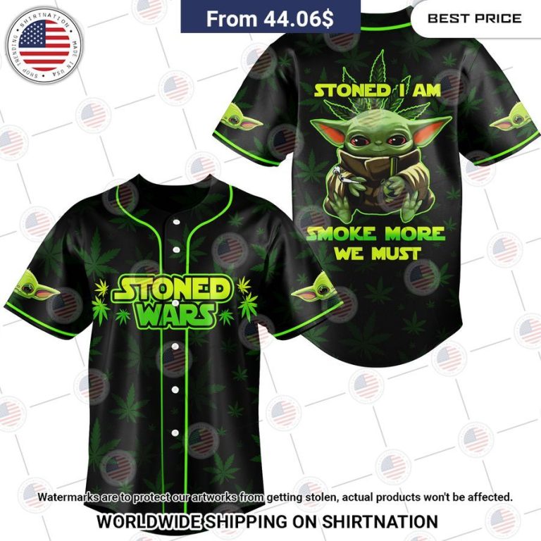 Yoda Stoned Wars Stoned I Am Baseball Jersey Pic of the century