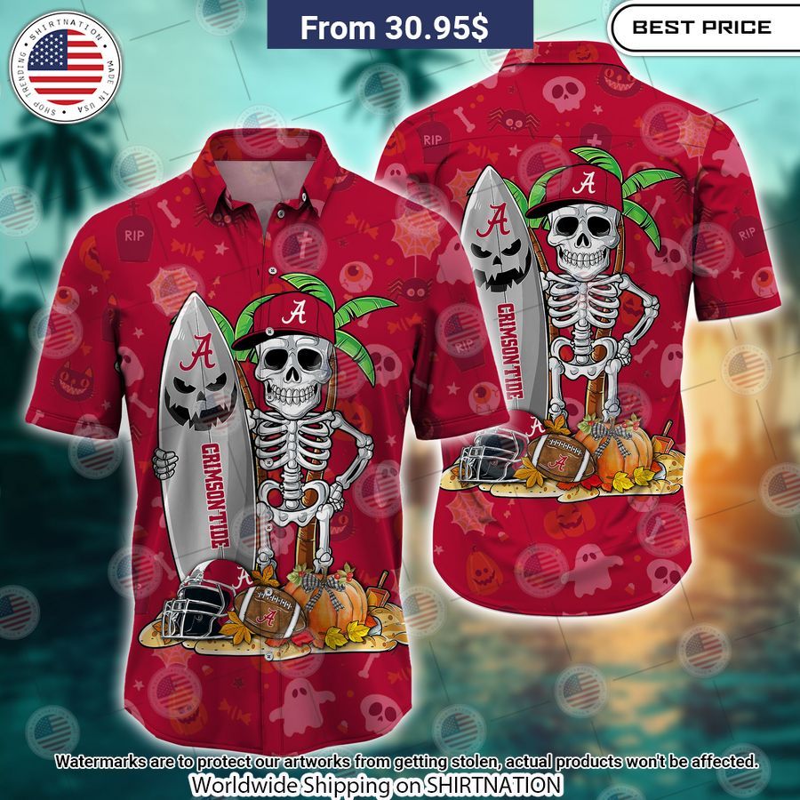 Alabama Crimson Tide Skeleton Hawaiian Shirt Out of the world