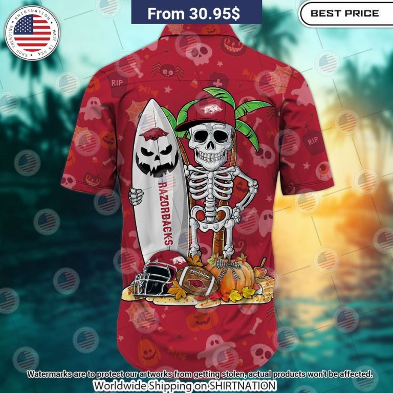 Arkansas Razorbacks Skeleton Hawaiian Shirt I like your dress, it is amazing