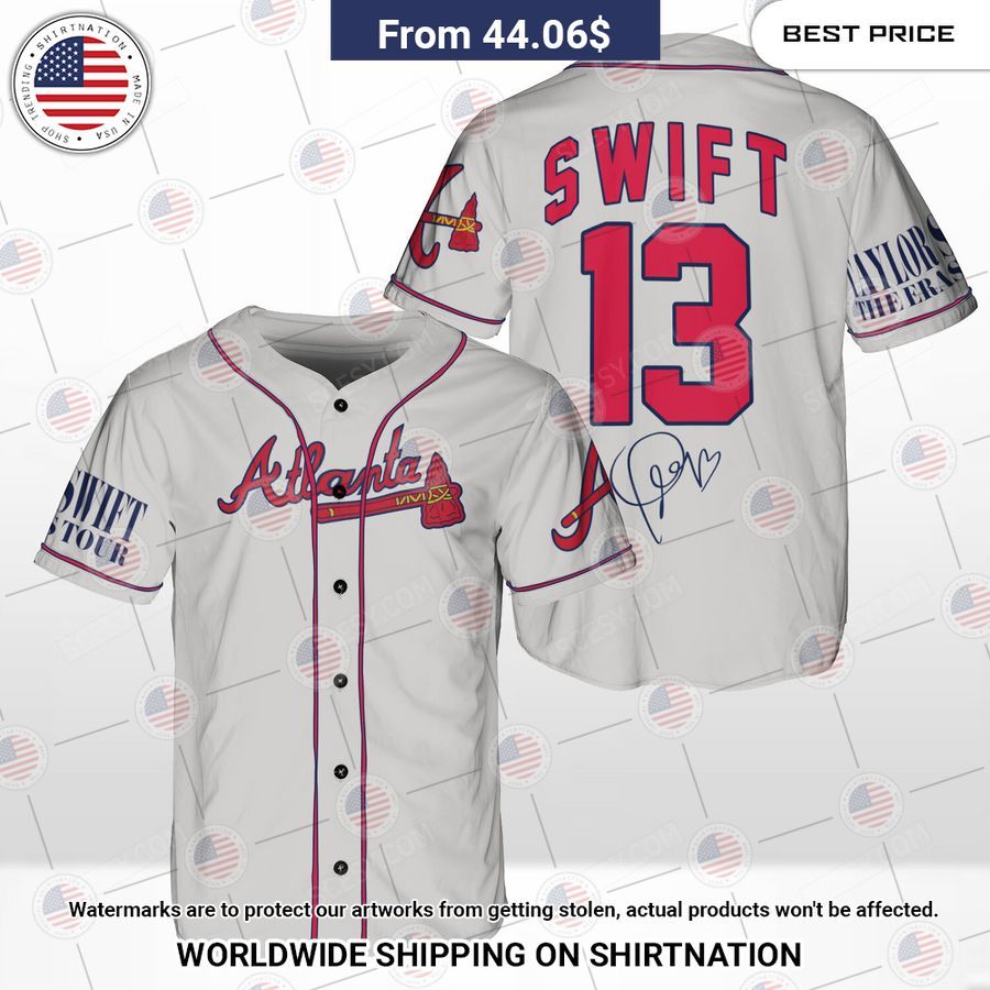 Atlanta Braves Taylor Swift Gray Custom Baseball Jersey • Shirtnation -  Shop trending t-shirts online in US