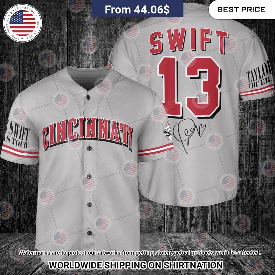 Cincinnati Reds Taylor Swift Gray Custom Baseball Jersey Out of the world