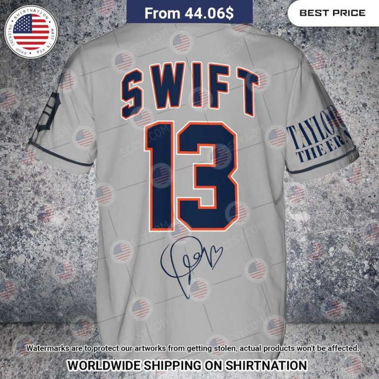 Detroit Tigers Taylor Swift Gray Custom Baseball Jersey Nice shot bro