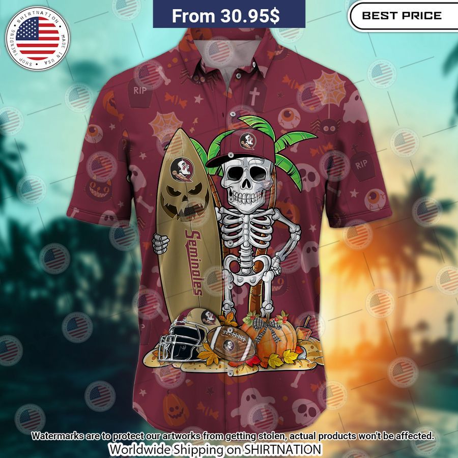 Florida State Seminoles Skeleton Hawaiian Shirt Stand easy bro