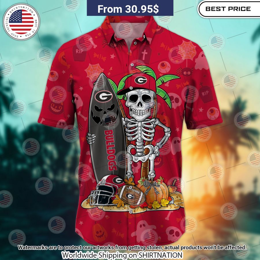 Georgia Bulldogs Skeleton Hawaiian Shirt Gang of rockstars