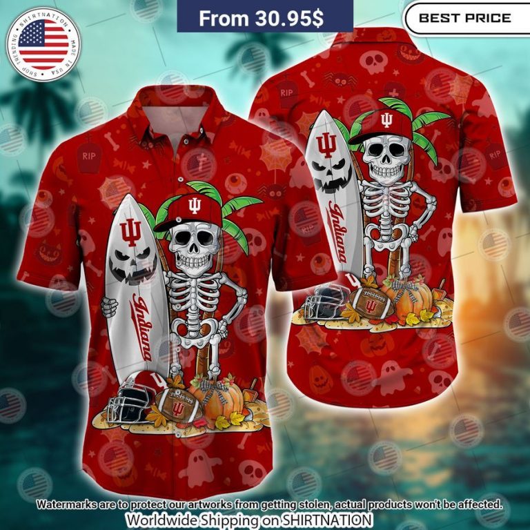 Indiana Hoosiers Skeleton Hawaiian Shirt Super sober