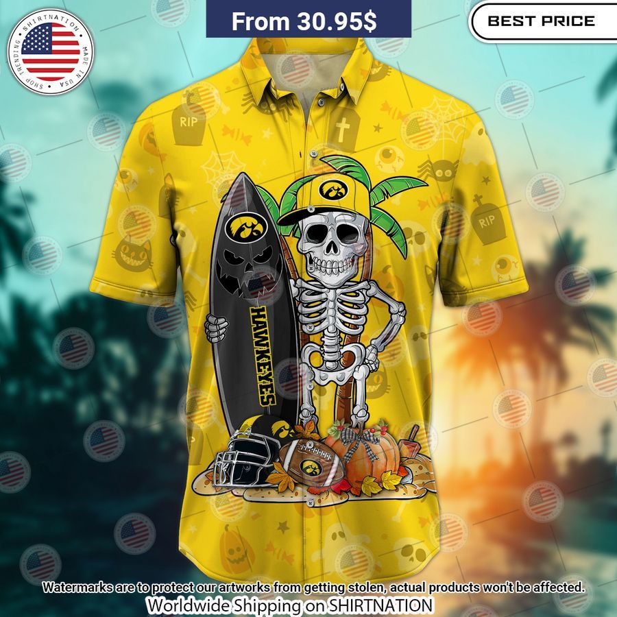 Iowa Hawkeyes Skeleton Hawaiian Shirt Selfie expert