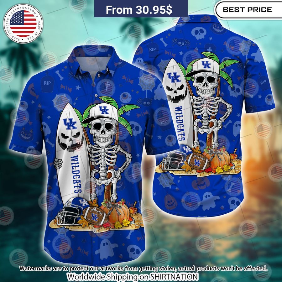 Kentucky Wildcats Skeleton Hawaiian Shirt Loving click