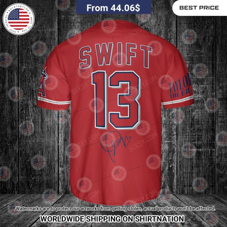 Los Angeles Angels Taylor Swift Red Custom Baseball Jersey Handsome as usual