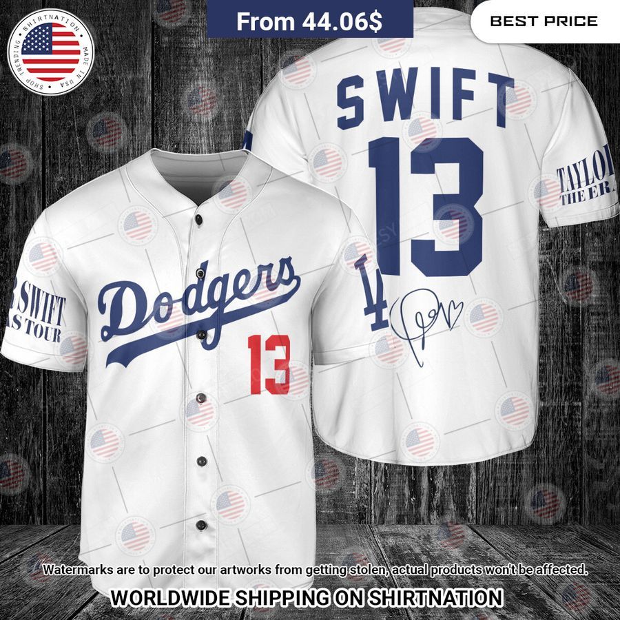 LA Dodgers Taylor Swift Baseball Jersey - Gray - Scesy