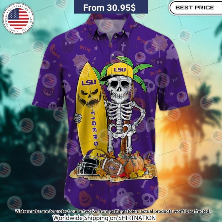 LSU Tigers Skeleton Hawaiian Shirt Nice Pic