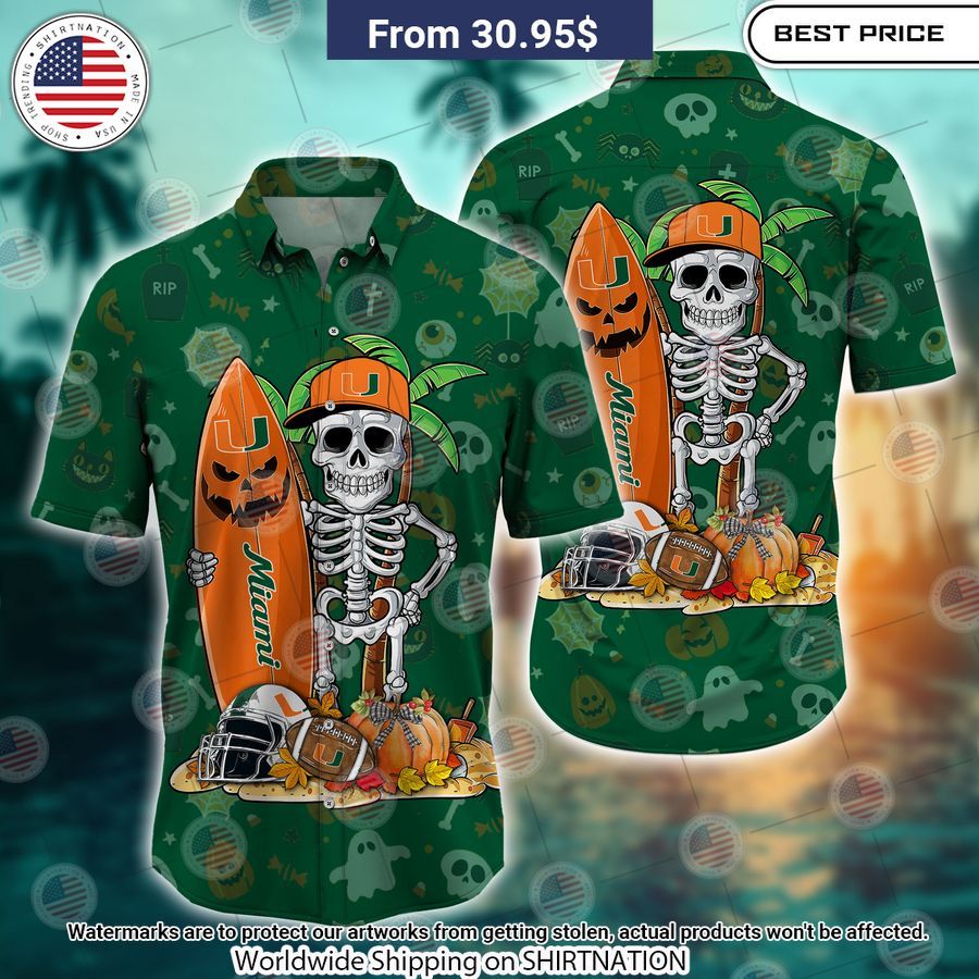 Miami Hurricanes Skeleton Hawaiian Shirt Amazing Pic