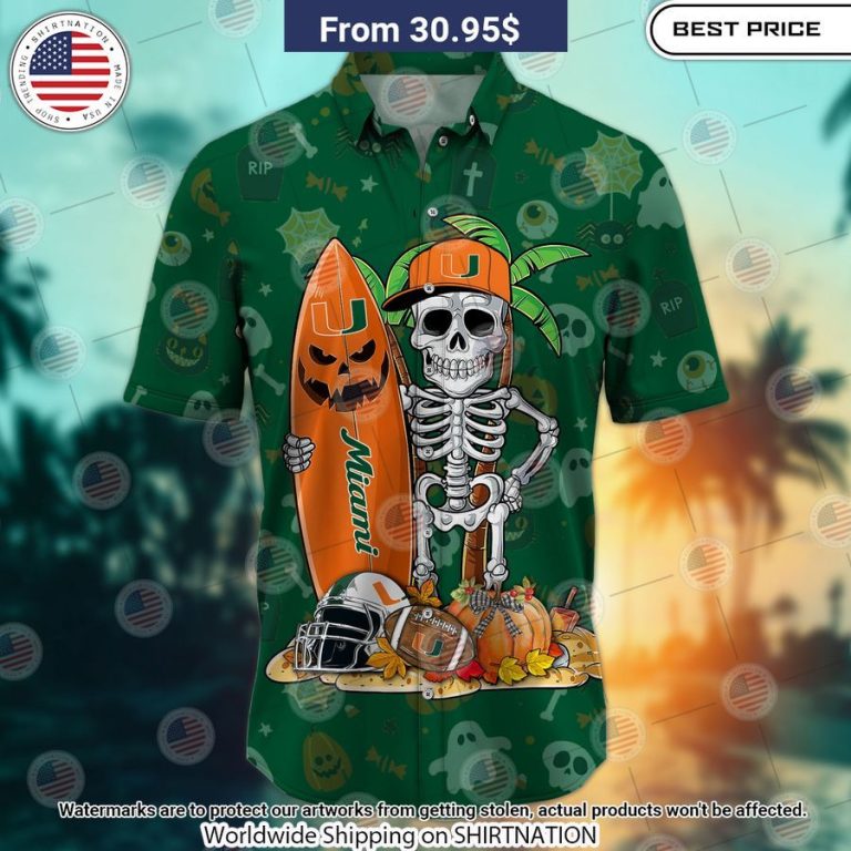 Miami Hurricanes Skeleton Hawaiian Shirt Coolosm