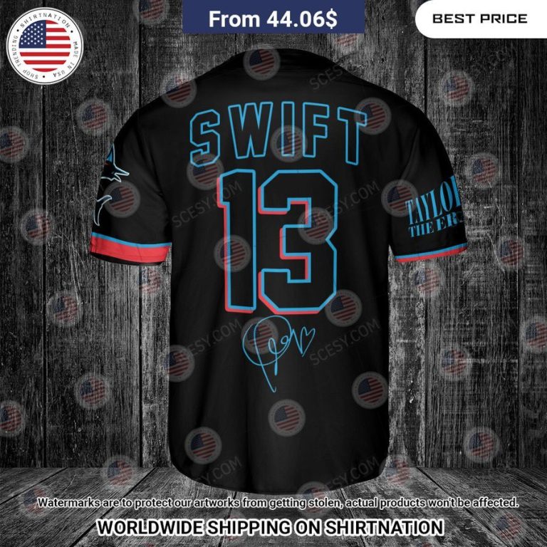 Miami Marlins Taylor Swift Black Custom Baseball Jersey Natural and awesome