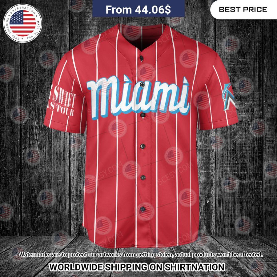 Miami Marlins Taylor Swift Red Custom Baseball Jersey Stand easy bro
