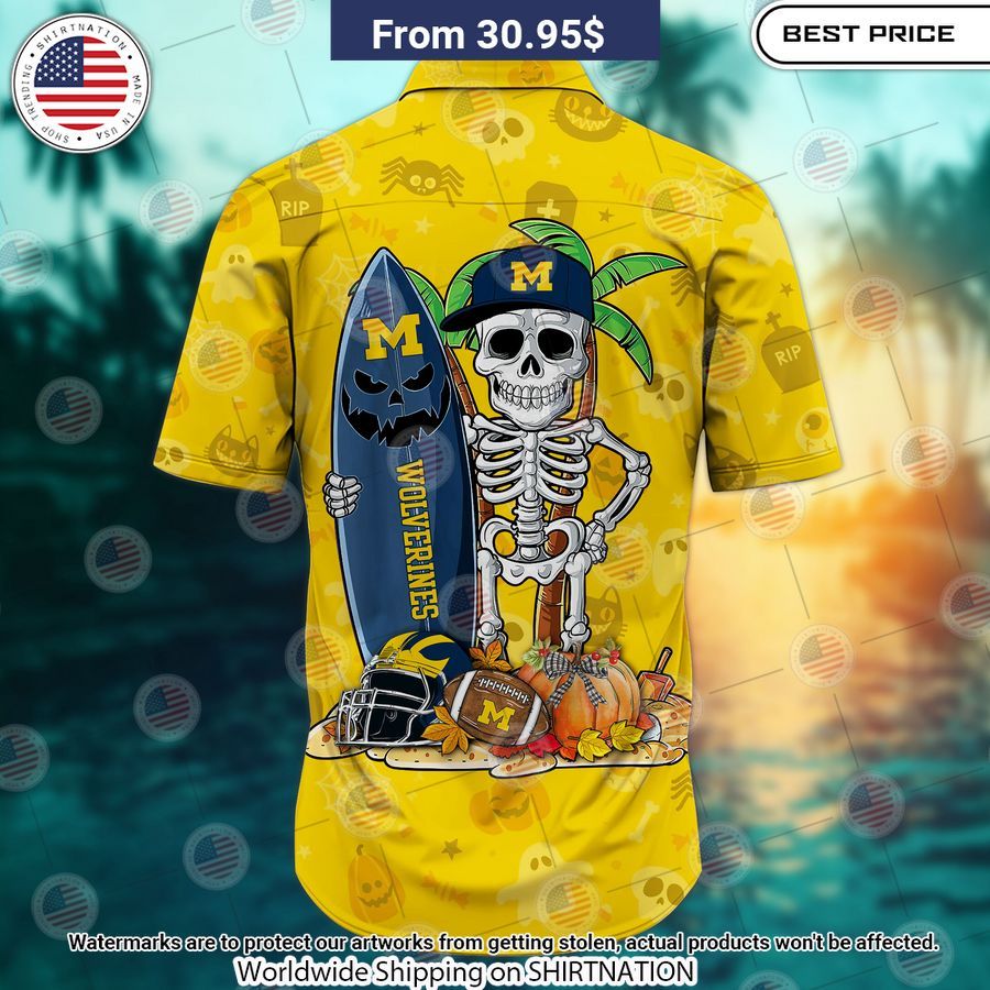 Michigan Wolverines Skeleton Hawaiian Shirt You look different and cute
