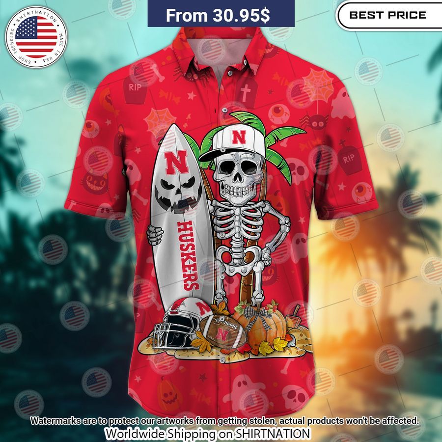 Nebraska Cornhuskers Skeleton Hawaiian Shirt Royal Pic of yours