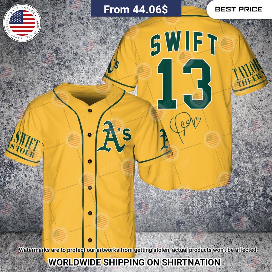 Oakland Athletics Taylor Swift Gold Custom Baseball Jersey