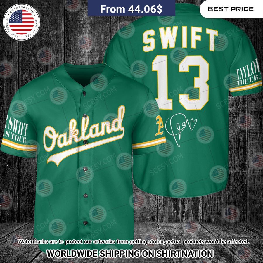 Oakland Athletics Taylor Swift Green Custom Baseball Jersey