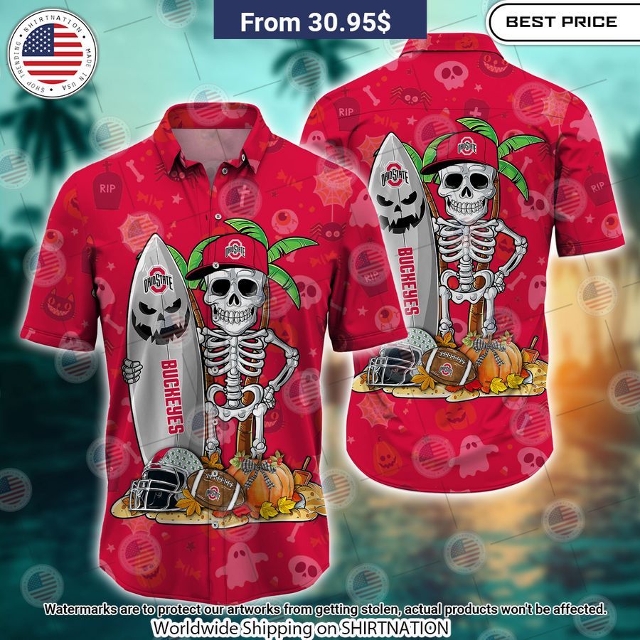 Ohio State Buckeyes Skeleton Hawaiian Shirt Nice photo dude