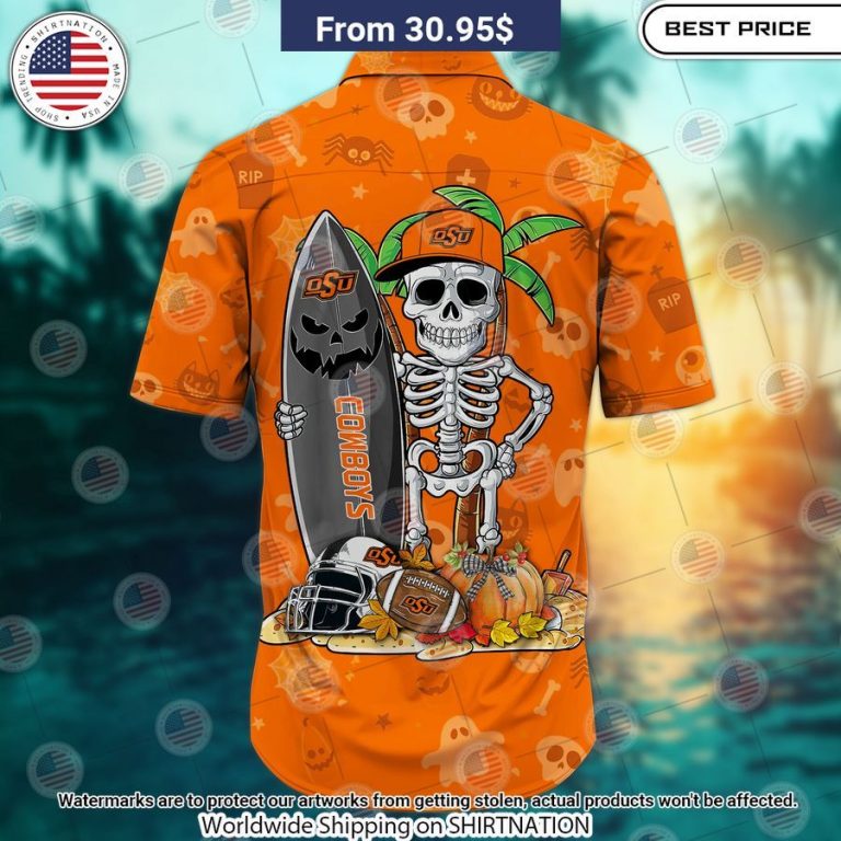 Oklahoma State Cowboys Skeleton Hawaiian Shirt Royal Pic of yours