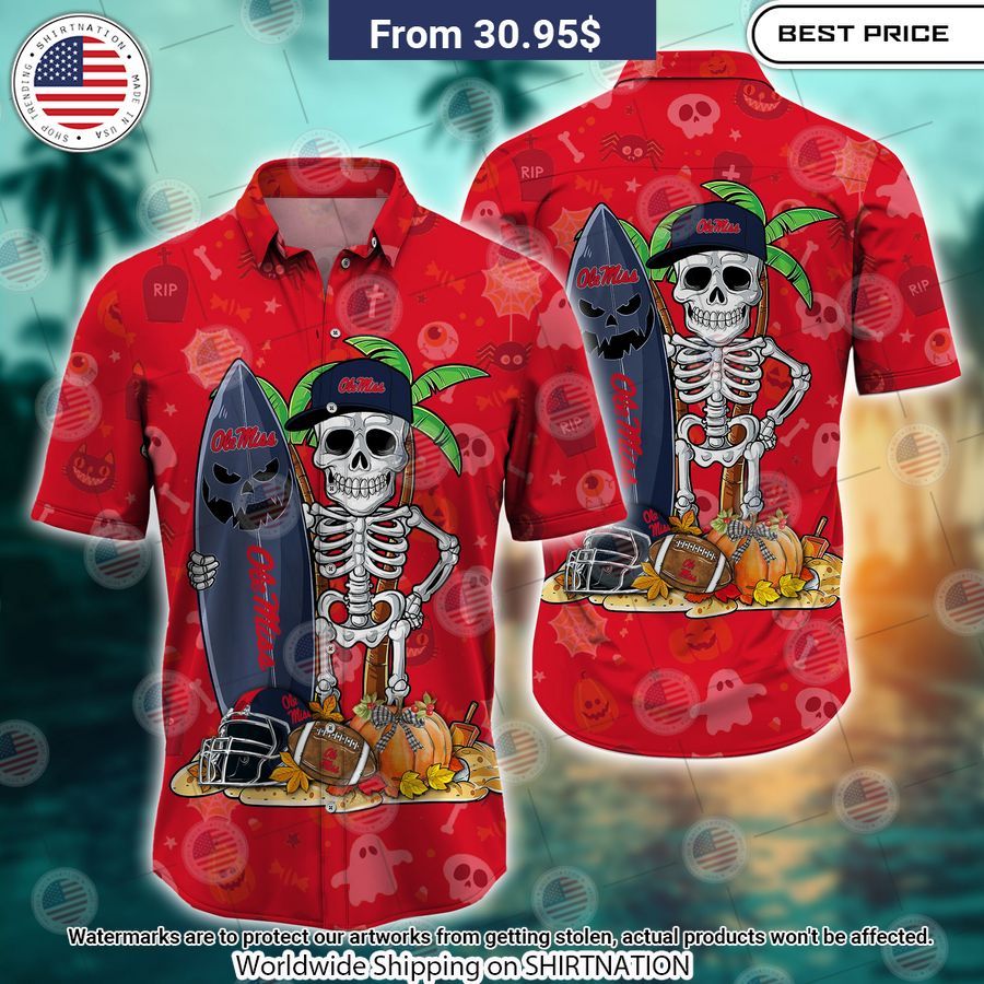 Ole Miss Rebels Skeleton Hawaiian Shirt Sizzling