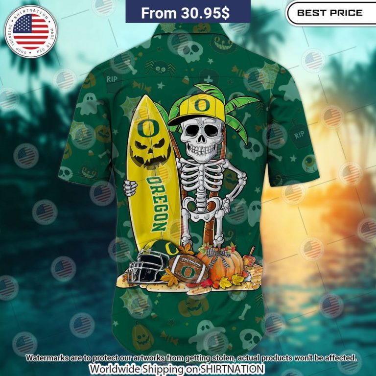 Oregon Ducks Skeleton Hawaiian Shirt Beautiful Mom, beautiful daughter