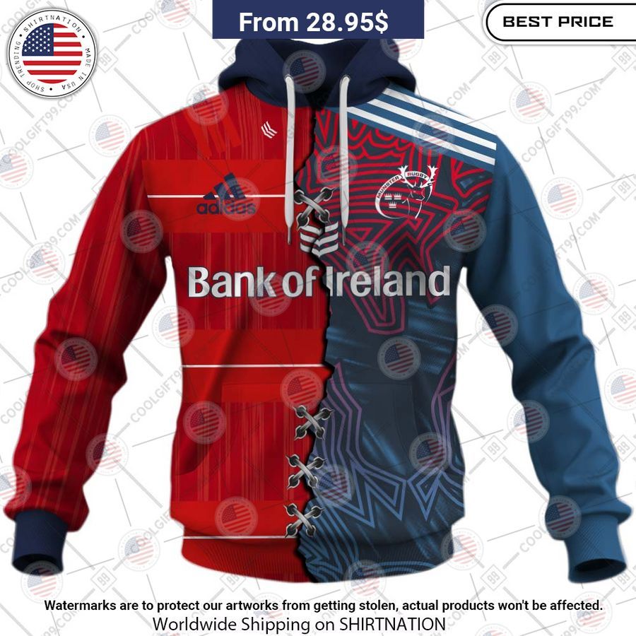 Personalized IRFU Munster Rugby Mix Hoodie Elegant and sober Pic