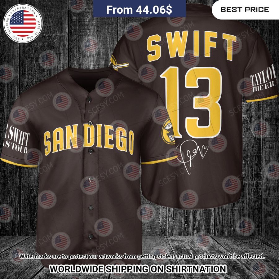 San Diego Padres Taylor Swift Brown Custom Baseball Jersey Heroine