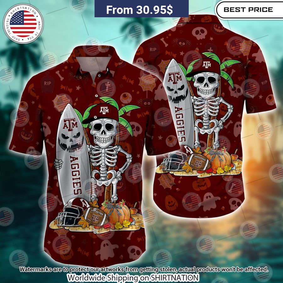 Texas A&M Aggies Skeleton Hawaiian Shirt You look lazy
