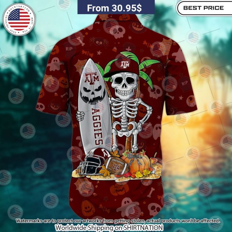 Texas A&M Aggies Skeleton Hawaiian Shirt Amazing Pic