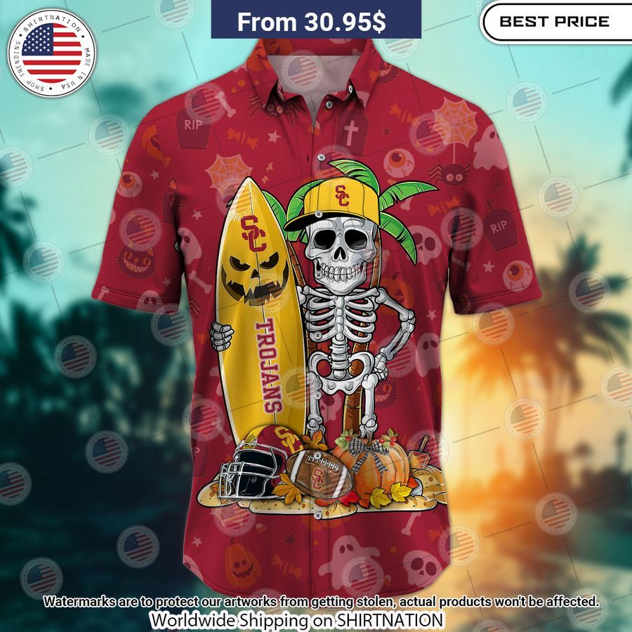 USC Trojans Skeleton Hawaiian Shirt Handsome as usual