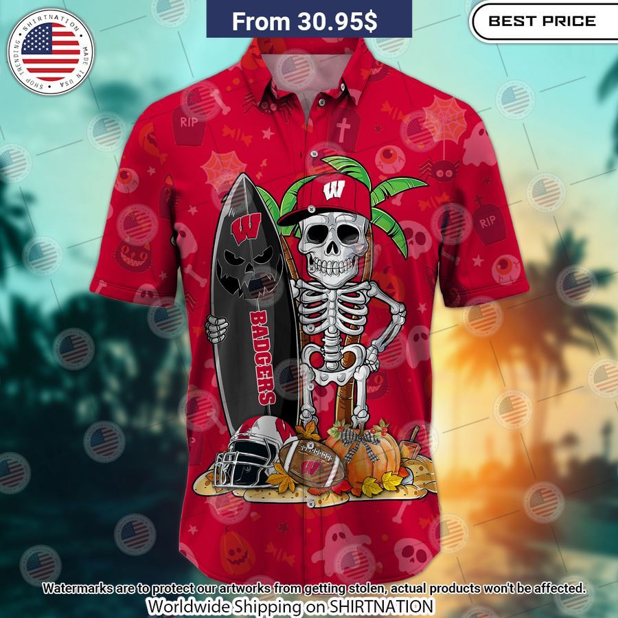 Wisconsin Badgers Skeleton Hawaiian Shirt You look different and cute