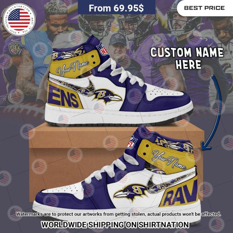 Baltimore Ravens Custom Air Jordan 1 Awesome Pic guys