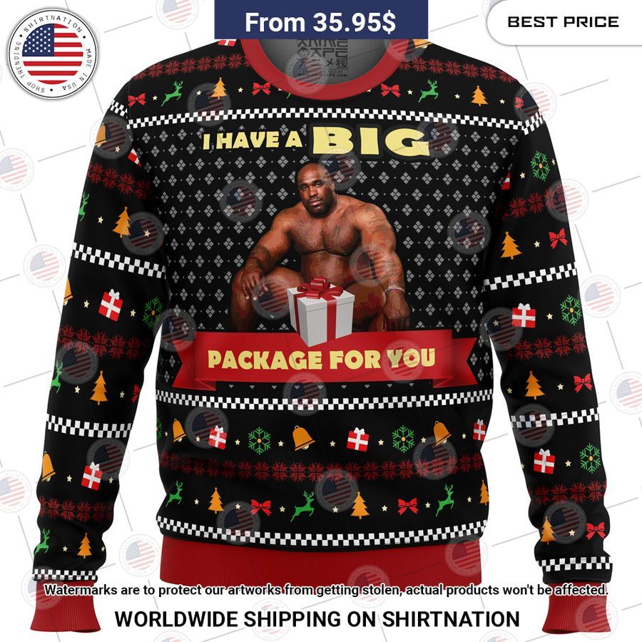 Big Package Barry Wood Meme Christmas Sweater You look lazy