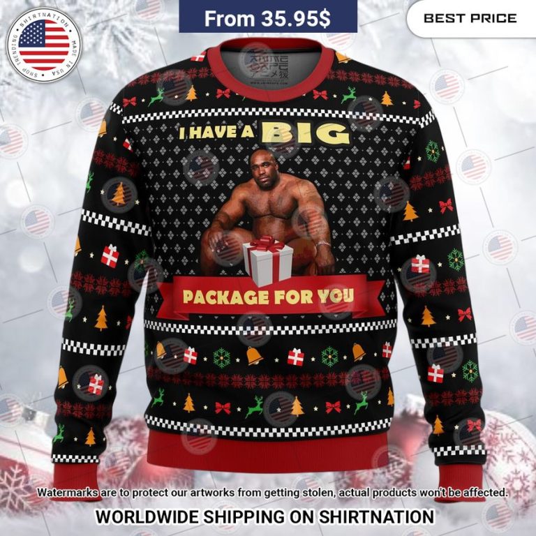 Big Package Barry Wood Meme Christmas Sweater Nice shot bro