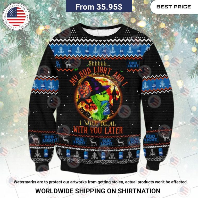 Bud Light Grinch Christmas Sweater Long time