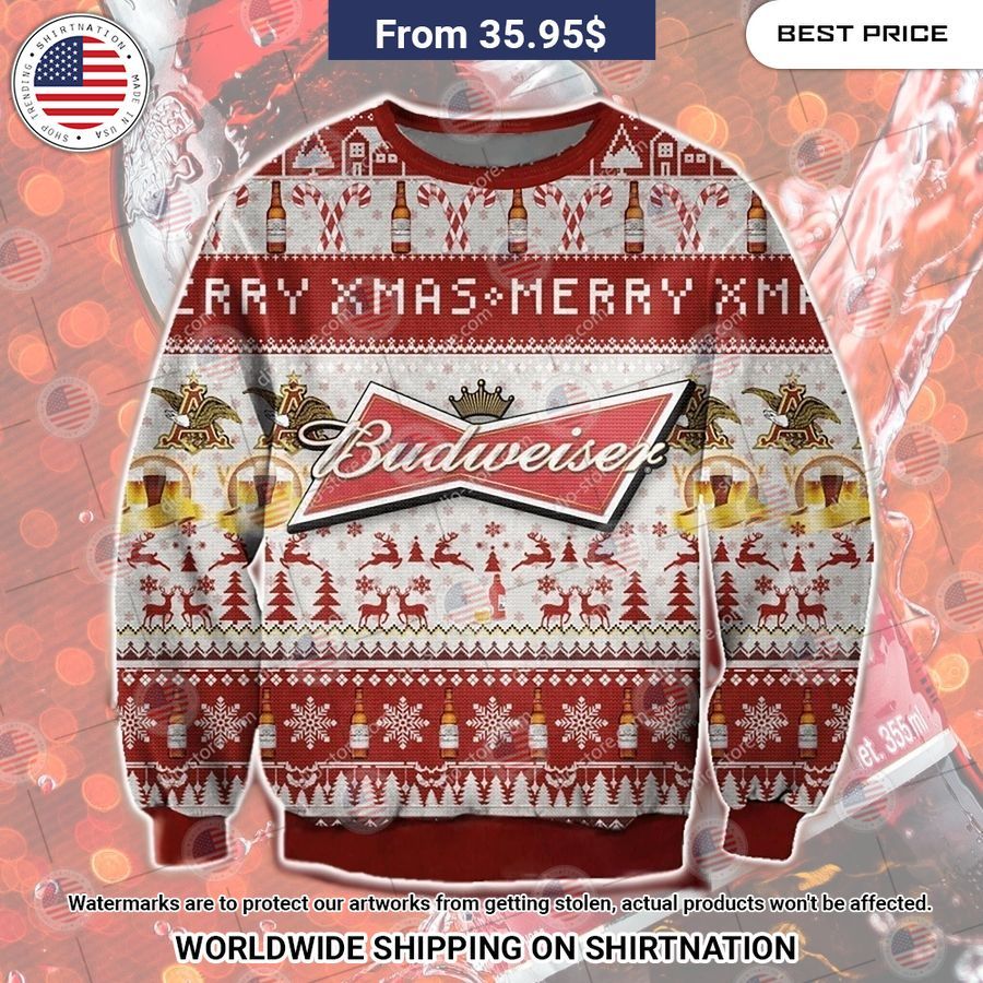 Budweiser Beer ugly Sweater Long time