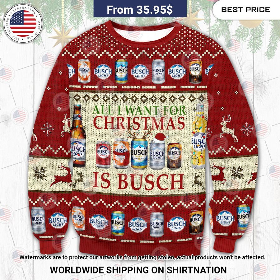 Busch Beer Christmas Sweater Unique and sober