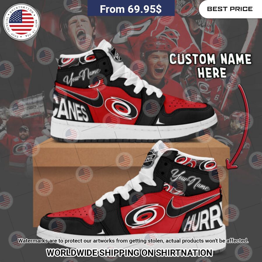 Carolina Hurricanes Custom Nike Air Jordan High Top Shoes Nice Pic