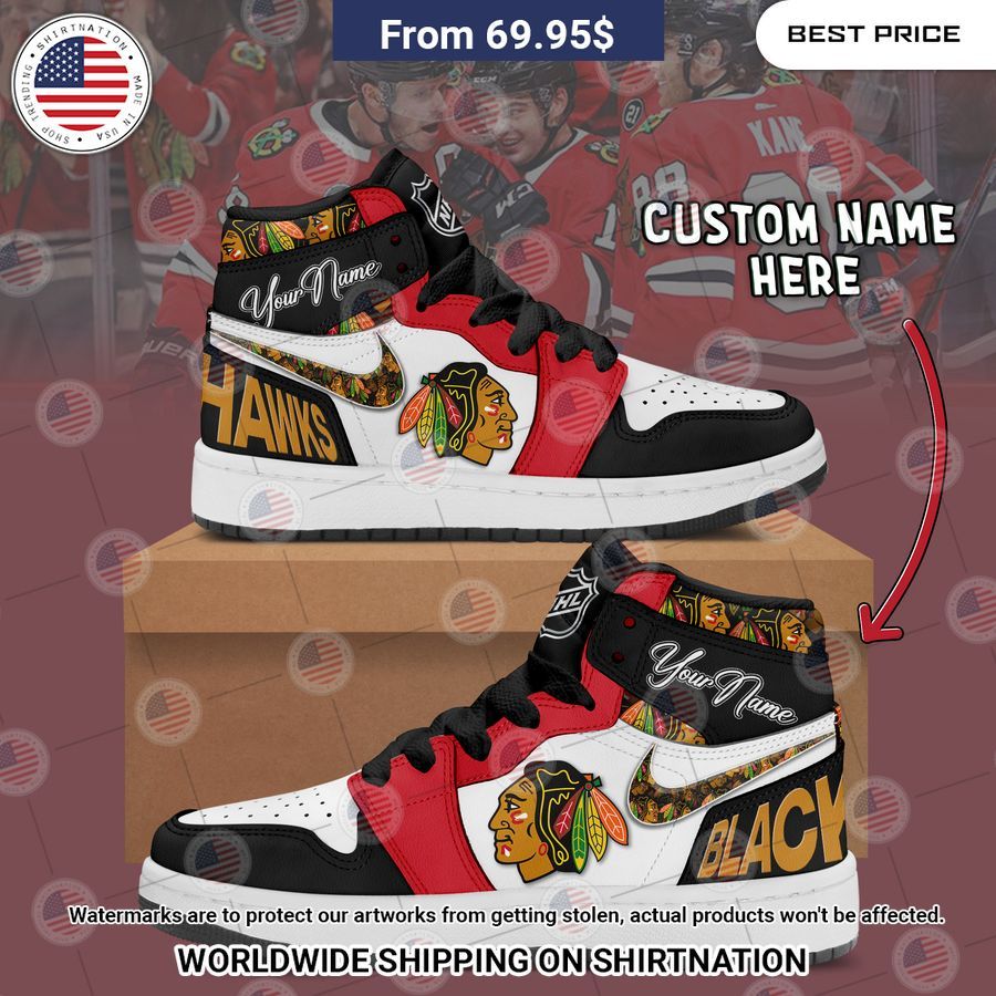 Chicago Blackhawks Custom Nike Air Jordan High Top Shoes Stand easy bro